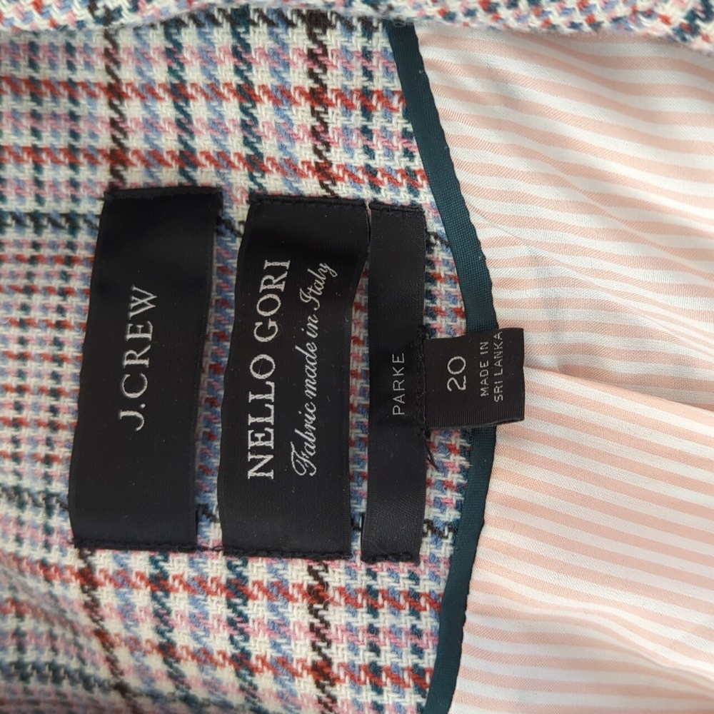 J. Crew Nello Gori Multicolor Checkered Blazer, Women's Size 20 - Picture 3 of 7